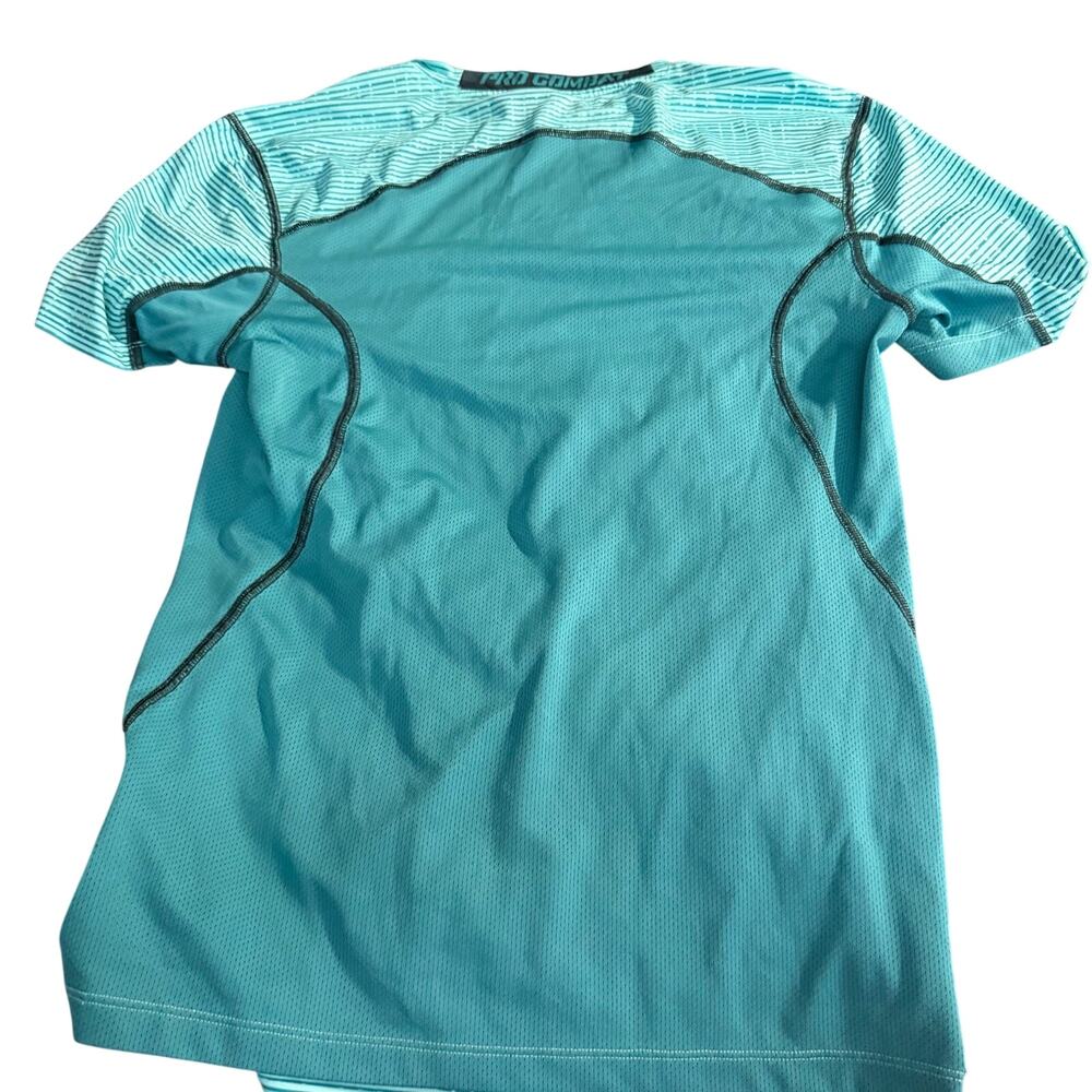 Nike Pro Combat fitted blue/green mens activewear top sz S gym workout running